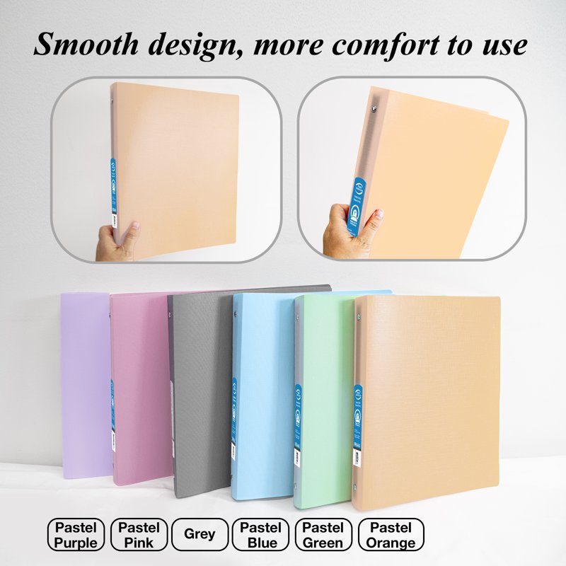 3-Ring Poly Binder Organizer with Pastel Colors, 1 Inch, Holds 175 Sheets