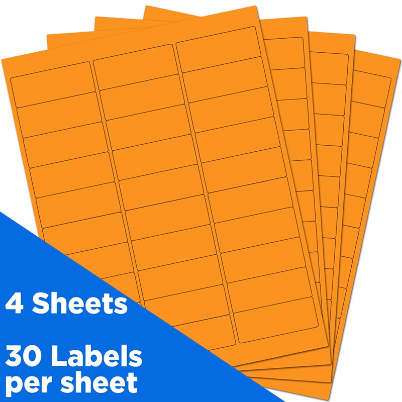 Neon Orange Address Labels - 1 x 2 5/8 Inch Self-Adhesive Mailing Stickers, Pack of 120