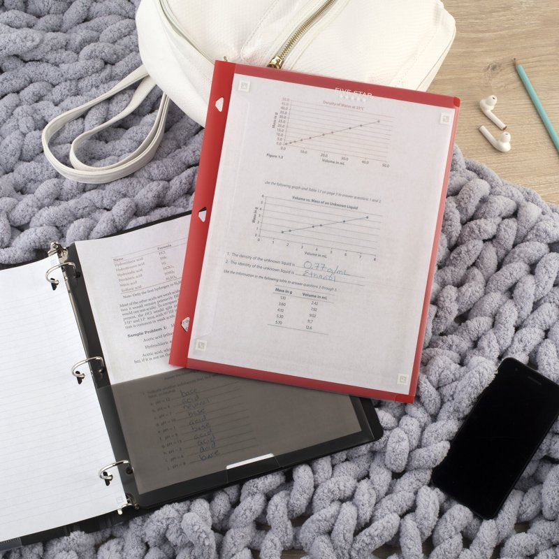 2-Pocket Plastic Folder Set with Study App Compatibility - Black Fire Red Green