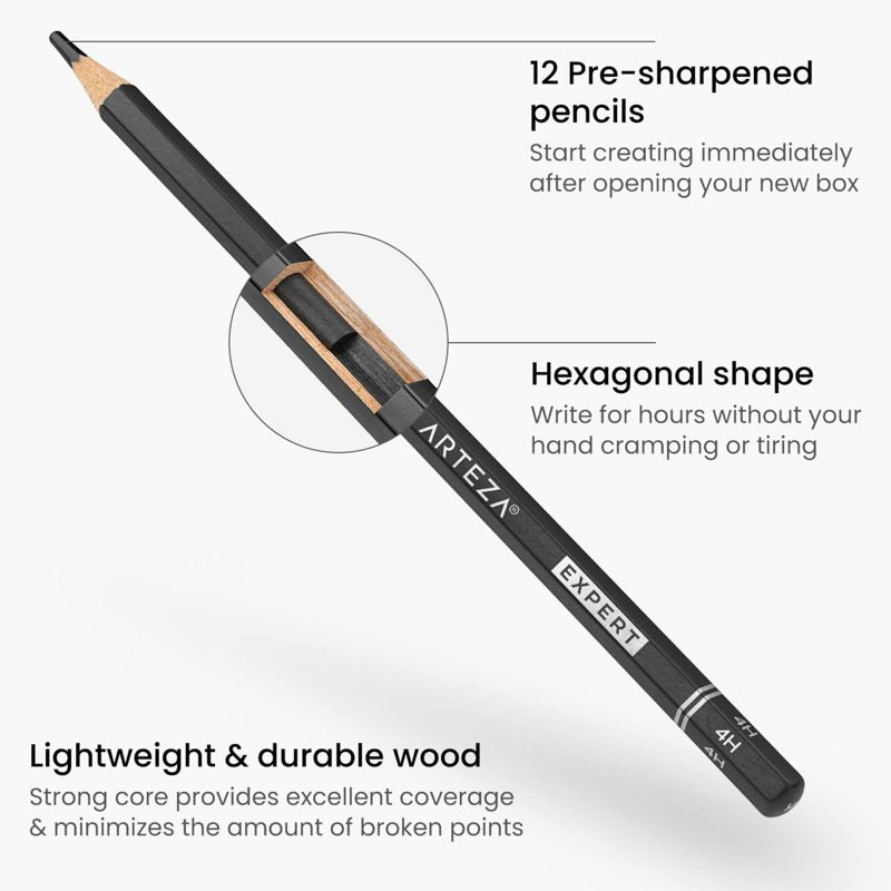 Graphite Drawing Pencils Set 12 Colors 6B to 4H for Sketching and Shading