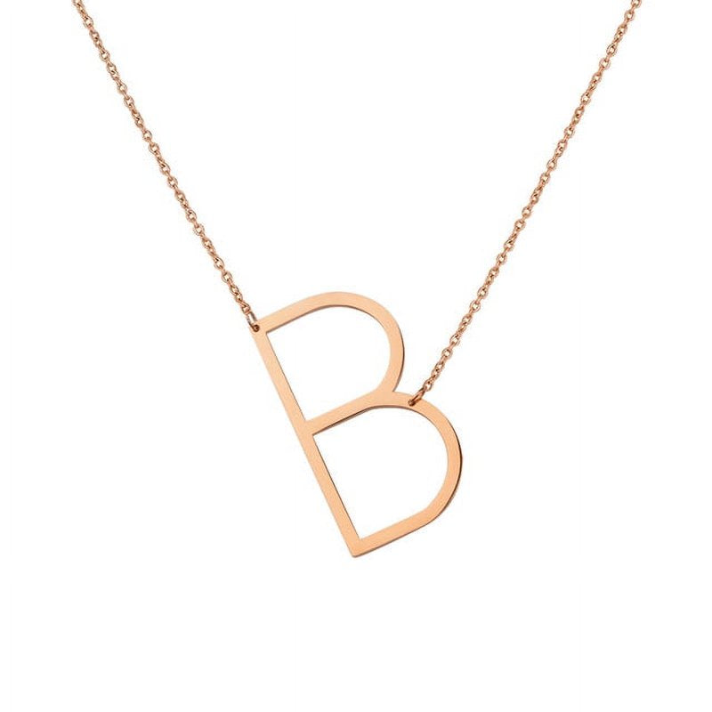 Personalized Letter Necklace with Custom Engraving for Women - Oversized Initial Pendant