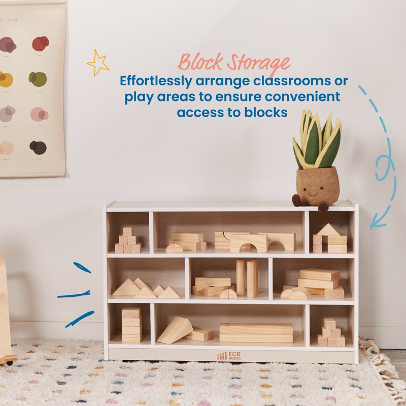 Mobile Building Block Storage Cabinet - Classroom Furniture with Locking Casters