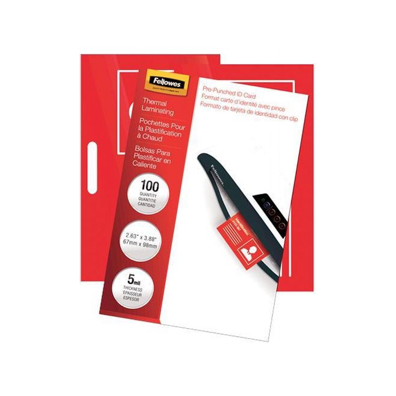 ID Badge Laminating Pouches - Glossy, Punched, 5 Mil Thickness, 100 Pack