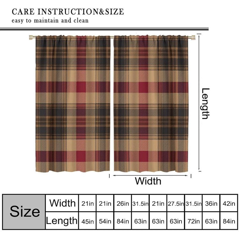 Thermal Insulated Tartan Plaid Curtains 2 Panel Sets - Room Darkening Window Treatments