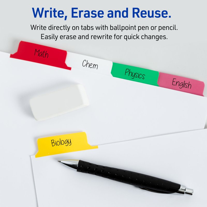 Big Tab Write & Erase Binder Dividers - 6-Pack, Reusable Color Tabs, 30 Count