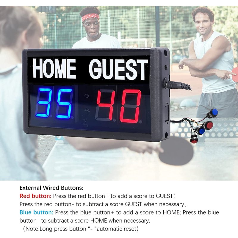 Portable Electronic LED Scoreboard for Indoor Sports Games - Remote Control