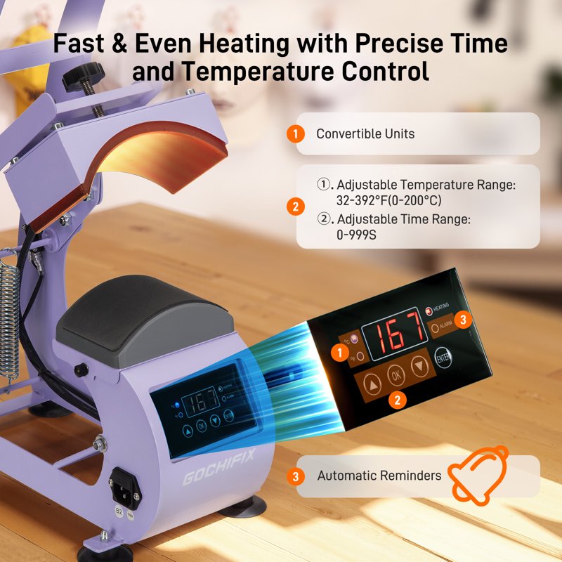 Manual Hat Heat Press Machine with Interchangeable Platens for Caps T-Shirts Sublimation