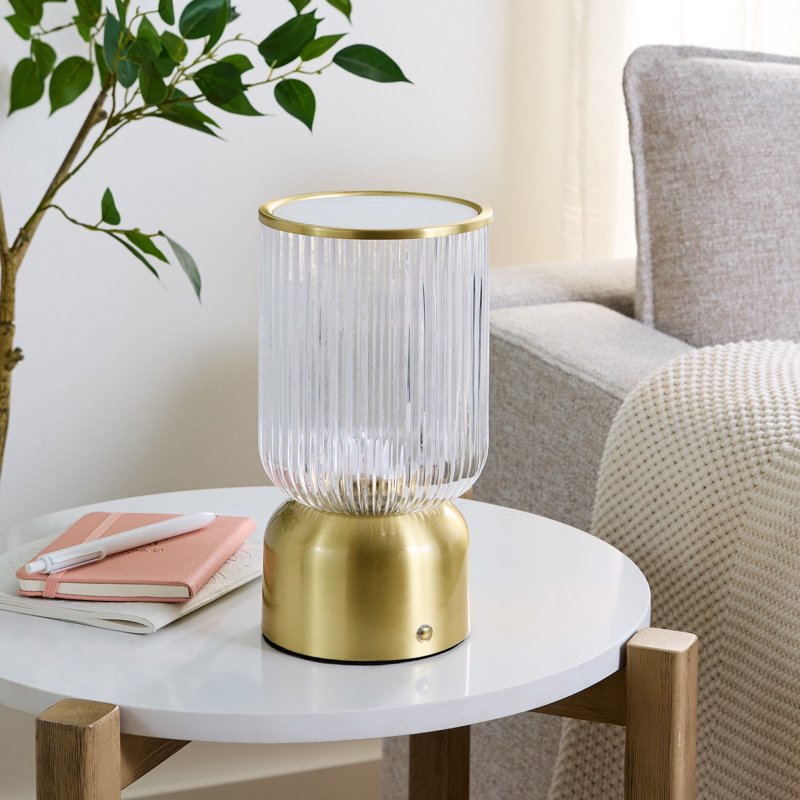 9-Inch Glass Uplight with Touch Switch & USB-C Charging - Home Decor Lamp