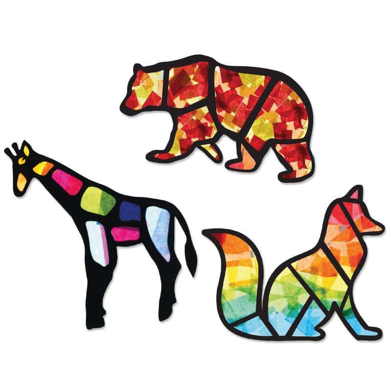 Animal Suncatcher Craft Kit with Precut Templates and Color Tissue Paper - Kids Window Art Projects