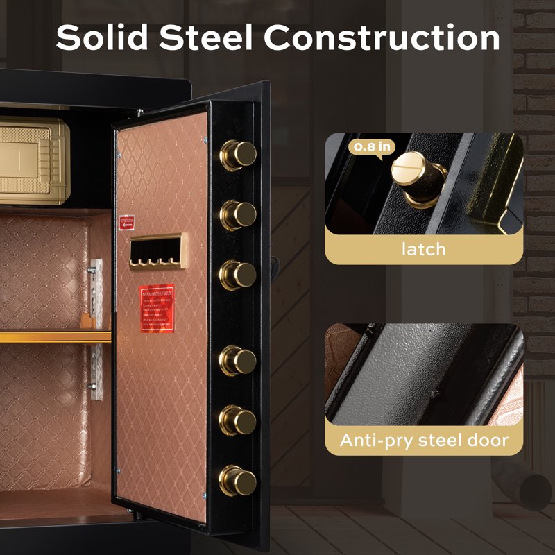 Large Fireproof Steel Safe with Dual Alarm System and Lockable Interior - 6.2 Cu.Ft