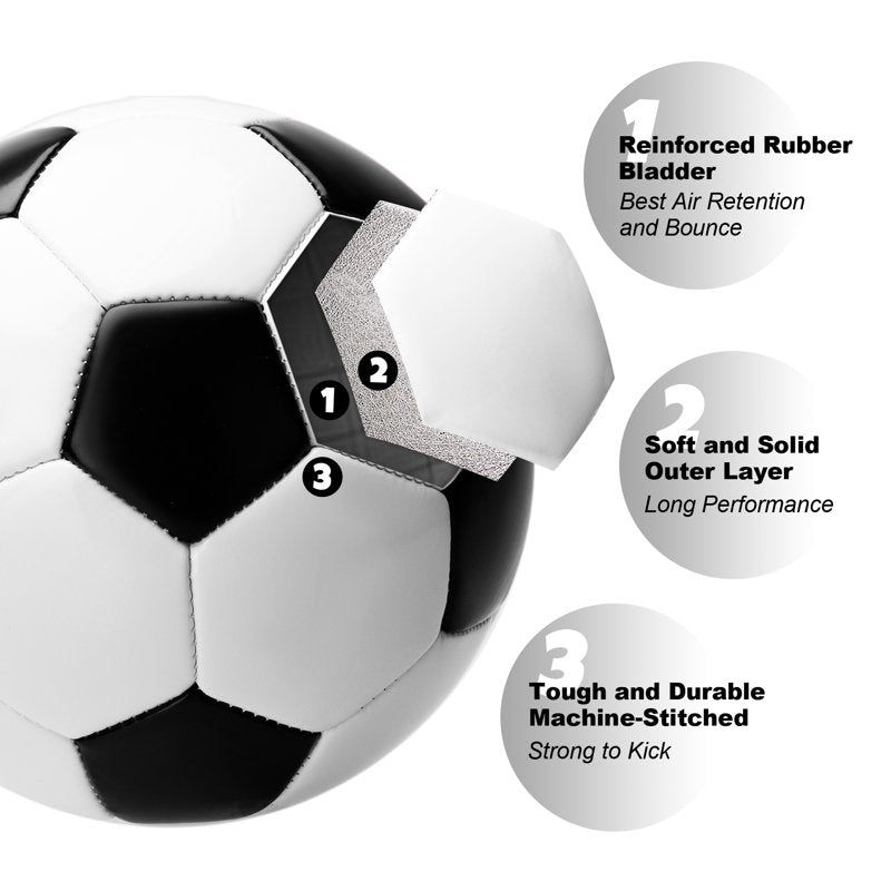 PlayZap Soccer Ball Size 3 4 5 with Pump - Single or 2 Pack, Official Size & Weight, Indoor Outdoor