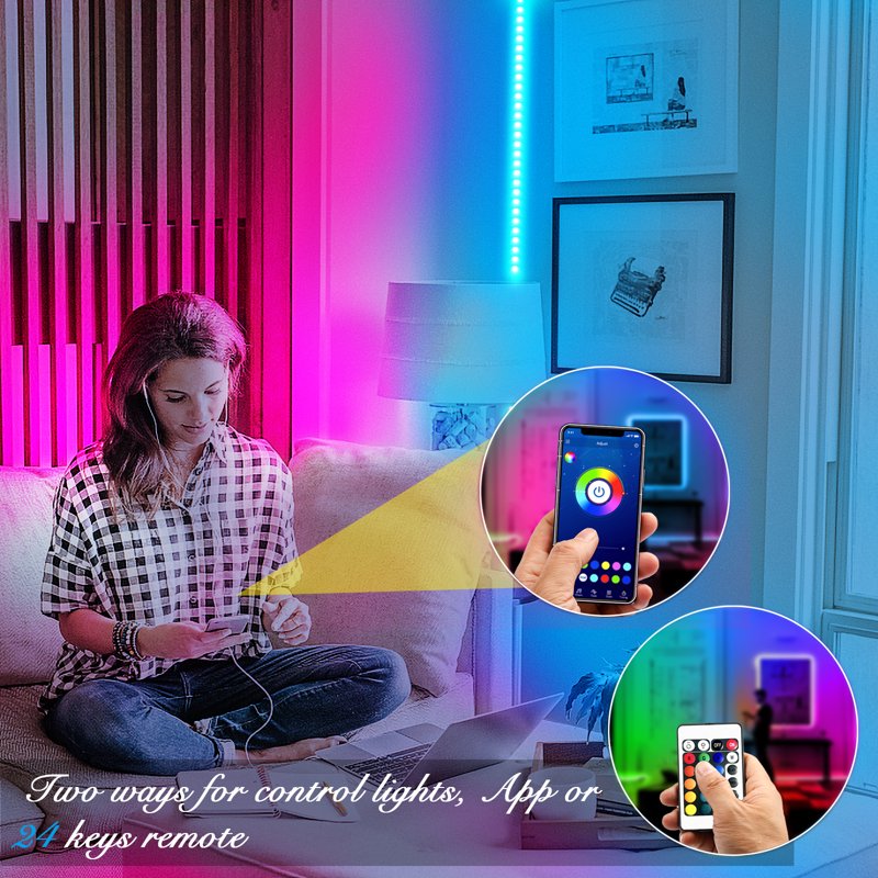 DAYBETTER 100ft RGB LED Strip Lights with App Control, Music Sync, Color Changing for Room & Party