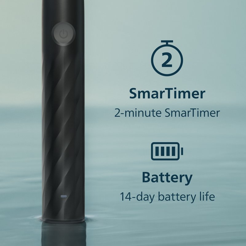 Electric Sonic Toothbrush with 14-Day Battery Life and Smart Timer - Black/White