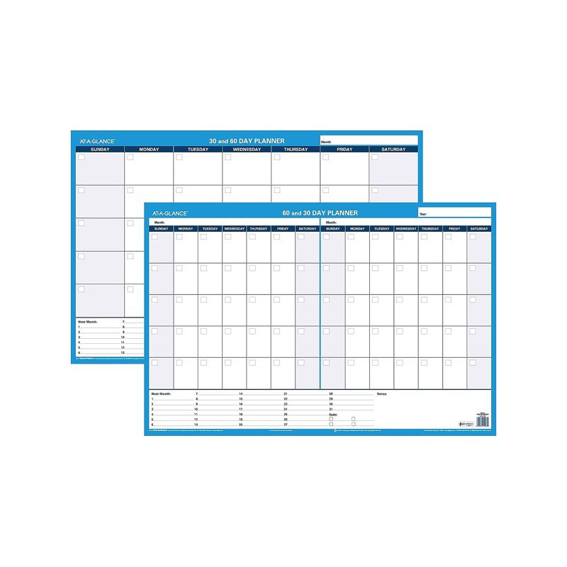 Undated Wall Calendar 24x36 Inches Reversible 30/60 Day Schedule Organizer