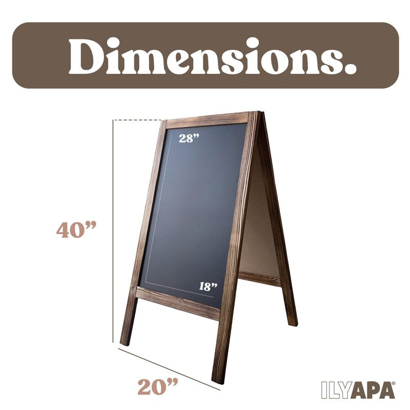 Outdoor Wooden Sandwich Board Sign with Chalk & Eraser - 40x20 Inches