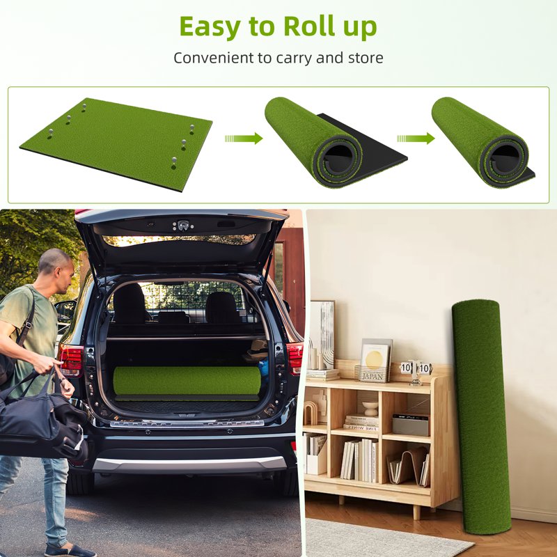 FelixKing 5x4 ft Golf Hitting Mat with Ball Tray, 26mm Turf, 6 Tee Holes, for Indoor/Outdoor Practice – Variation: 5 x 4 ft, 1.02 in, Fairway