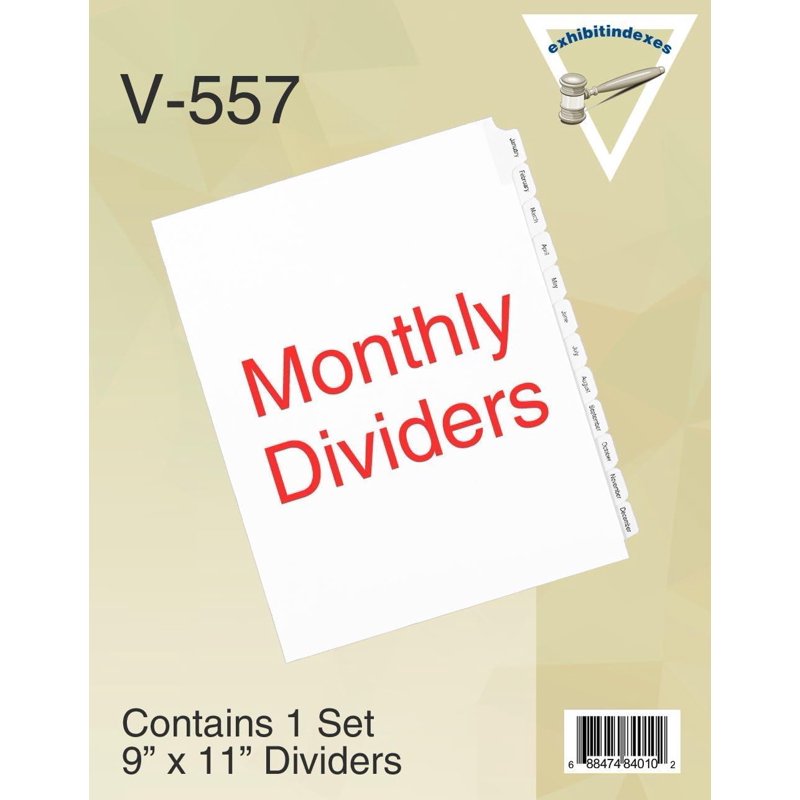 12-Piece Monthly Binder Dividers with Laminated Tabs - Jan-Dec Organization