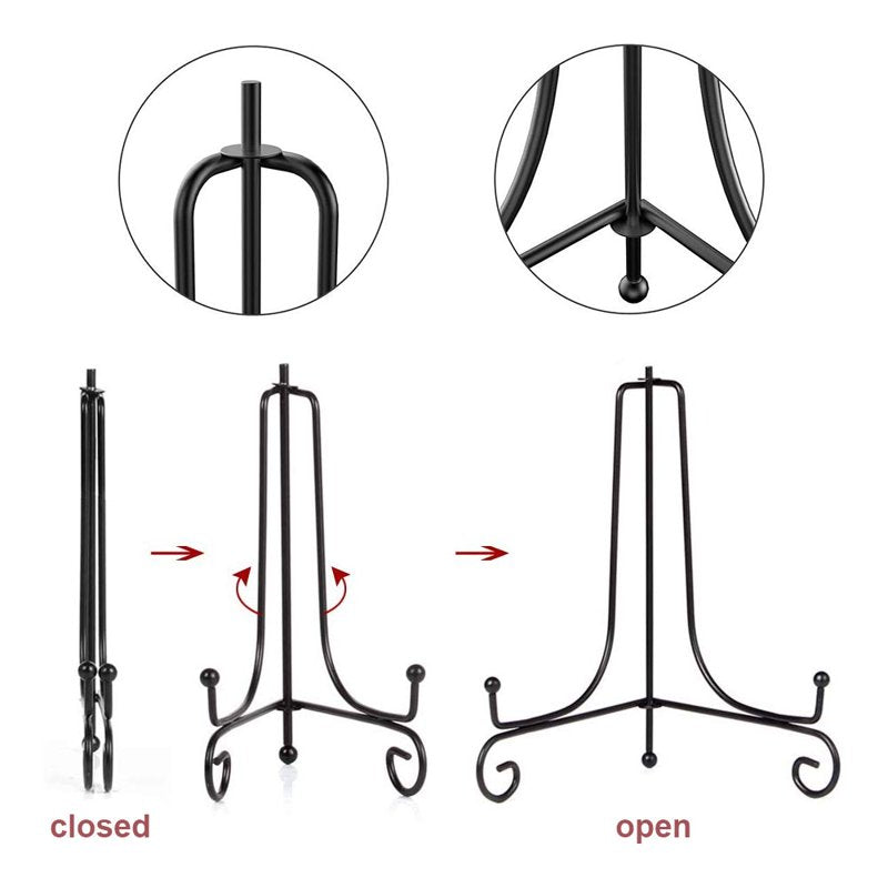 Anti-Slip Iron Display Stand for Photos Plates Books & Art - 10 Pack