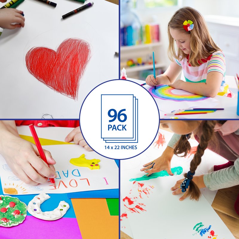 White Poster Boards 14x22 Inches - Pack of 96 for School & Crafts