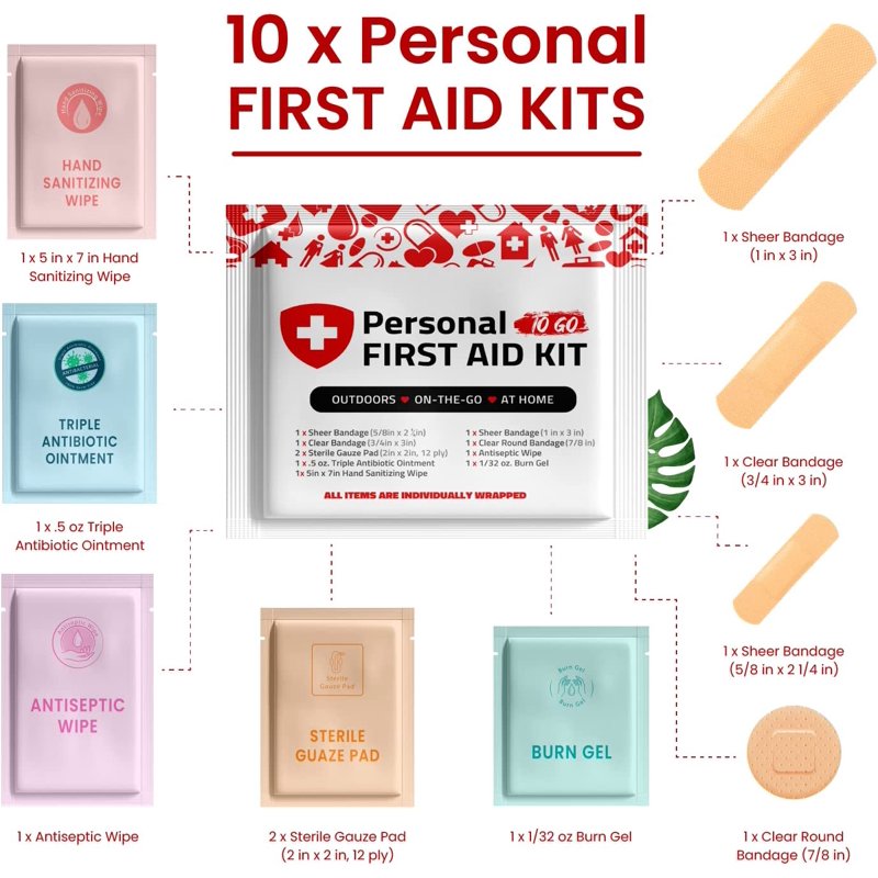 Portable Travel First Aid Kit 5-Pack Assorted Compact Emergency Medical Supplies