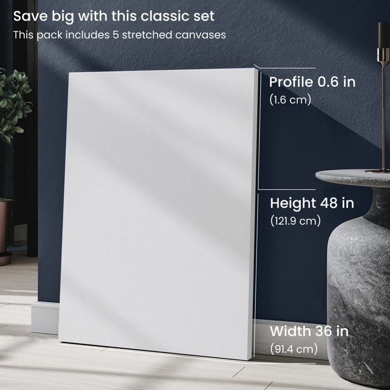 Large Ready-to-Paint Cotton Canvas Set - 36 x 48 Inches, 2 Pack
