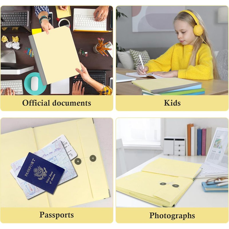 Important Document Organizer with Pockets and Labels - Durable File Folder for Emergency, School & Office