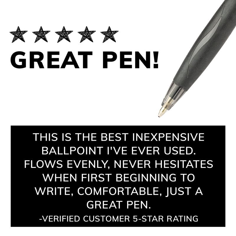 Ballpoint Pen Set - Black Retractable Medium Point 1.0mm, 12 Pack