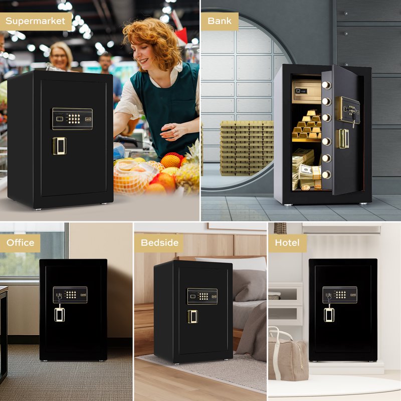 Large Fireproof Steel Safe with Dual Alarm System and Lockable Interior - 6.2 Cu.Ft