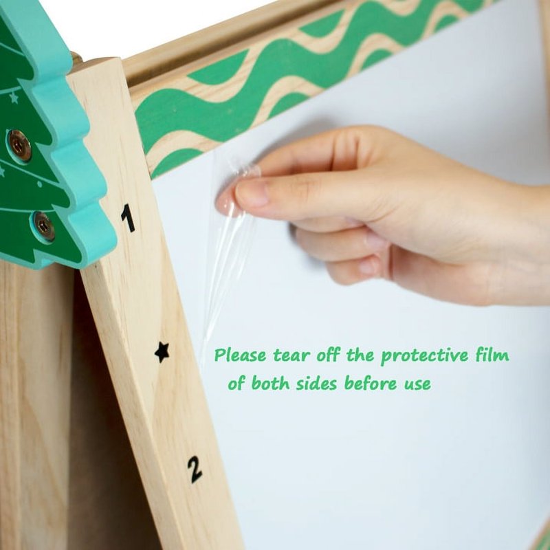 Kids Wooden Art Easel with Paper Roll Double-Sided Adjustable Stand & Accessories