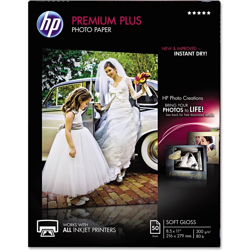HP Premium Plus Photo Paper 8.5 x 11 Inch Soft Gloss 50 Sheets