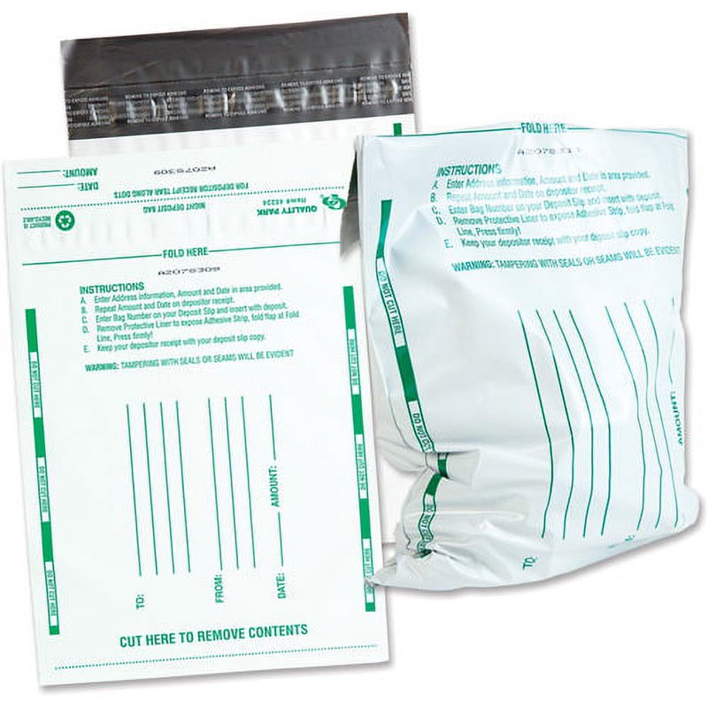 Night Deposit Bags White Polyethylene 8.5 x 10.5 Inch 100 Pack