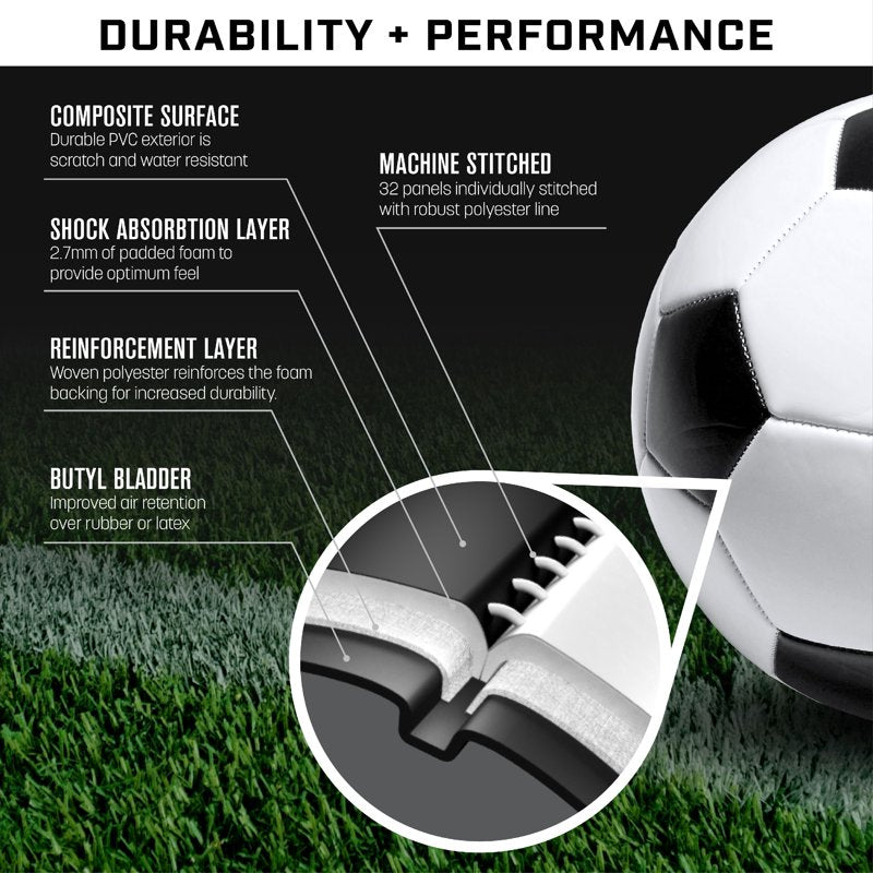GoSports Classic Soccer Ball 6 Pack - Size 4 with Premium Pump & Carry Bag (Variation 4)