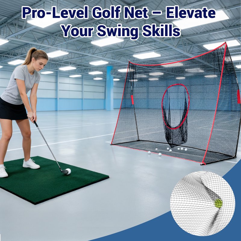 EDX 7x7 ft Golf Practice Net with Target Holes - Indoor Outdoor Training