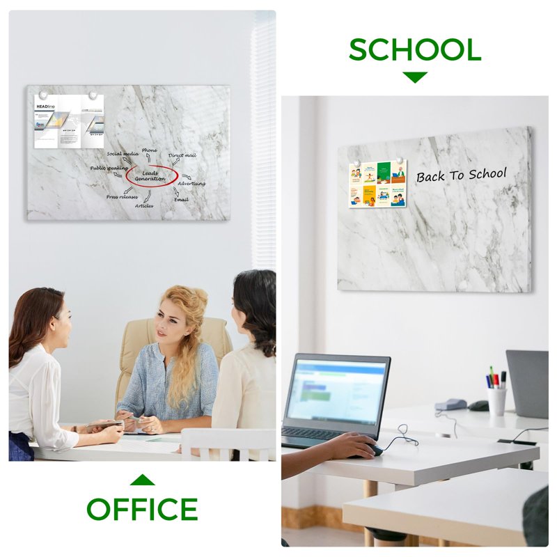 Magnetic Dry Erase Board with Marble Pattern - Wall Mount Whiteboard for Home Office & Classroom