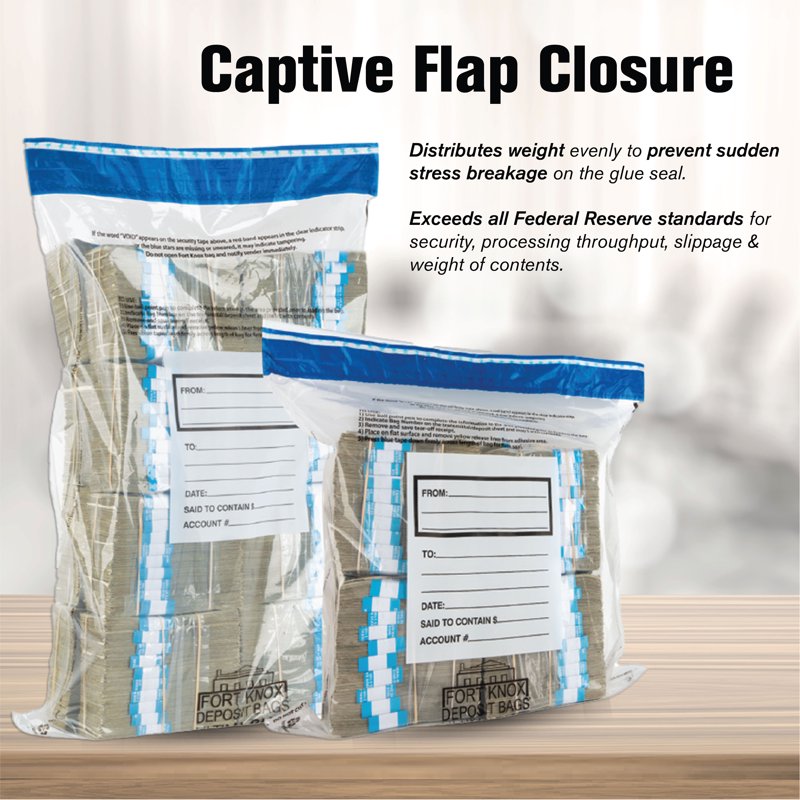 Blue Clear Deposit Bags 9x12 Inches Pack of 100 - Tamper-Evident Money Bags