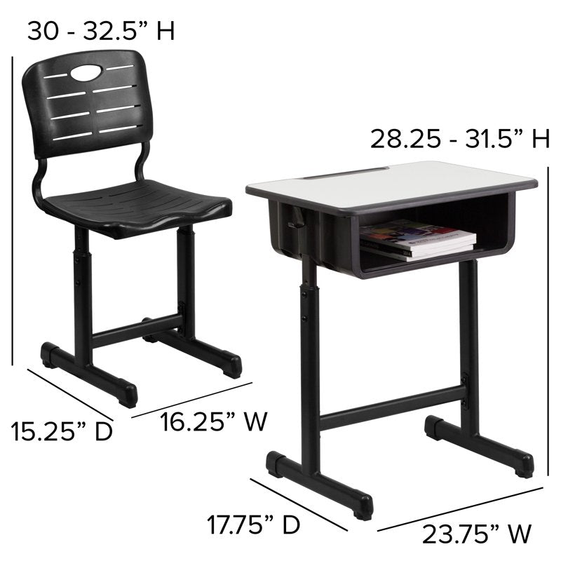 Adjustable Student Desk and Chair Set with Book Box - Classroom Furniture