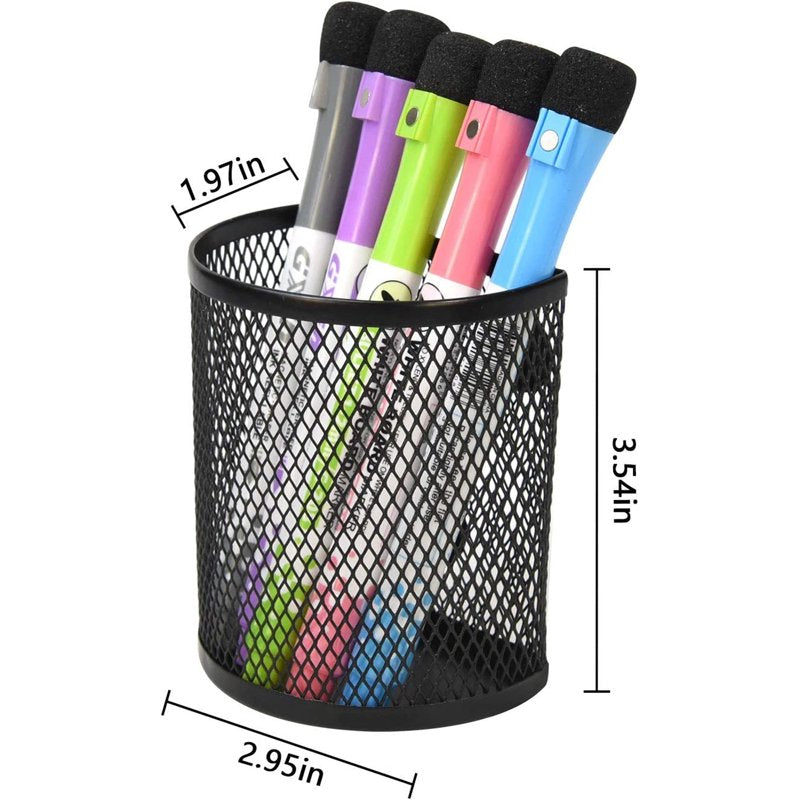 Magnetic Mesh Pencil Holder Set - Semicircle Desk & Refrigerator Organizers