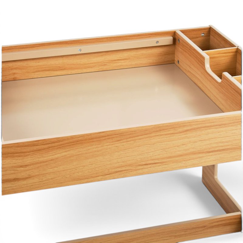 Kids Activity Table with Reversible Chalkboard and Building Block Storage - Natural Finish