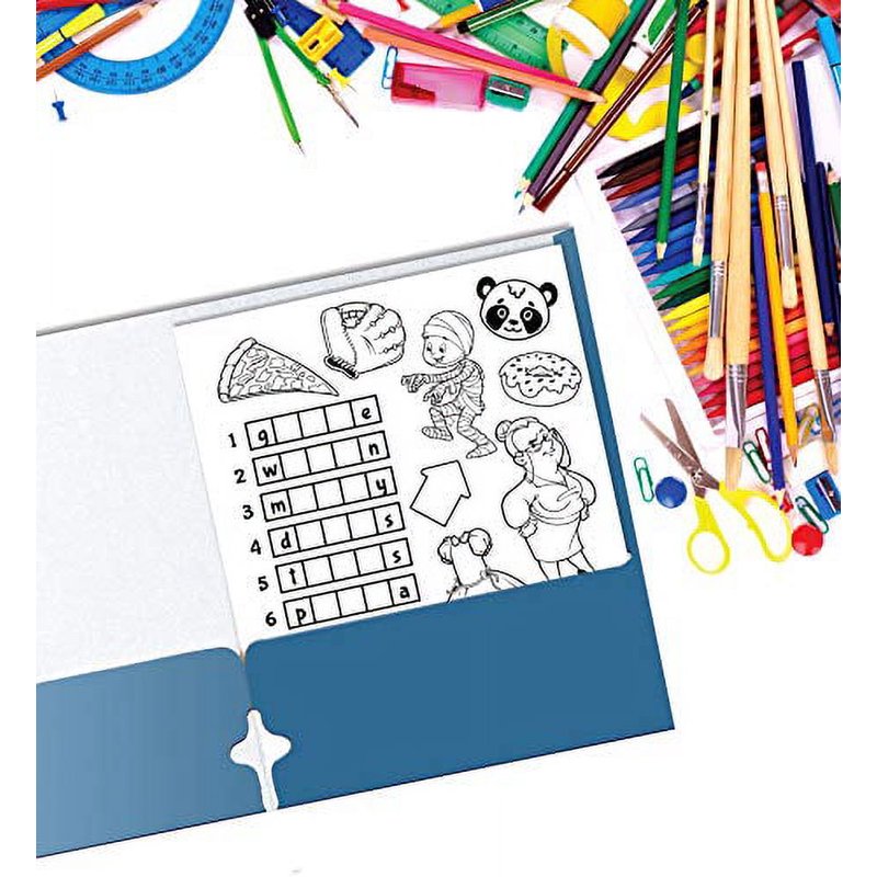 Light Blue 2-Pocket Letter Size Paper Folders 50-Pack for Office & School