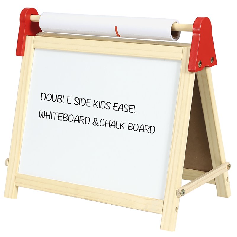 Kids Double-Sided Wooden Easel with Whiteboard & Chalkboard - 15.35 x 11.8 in