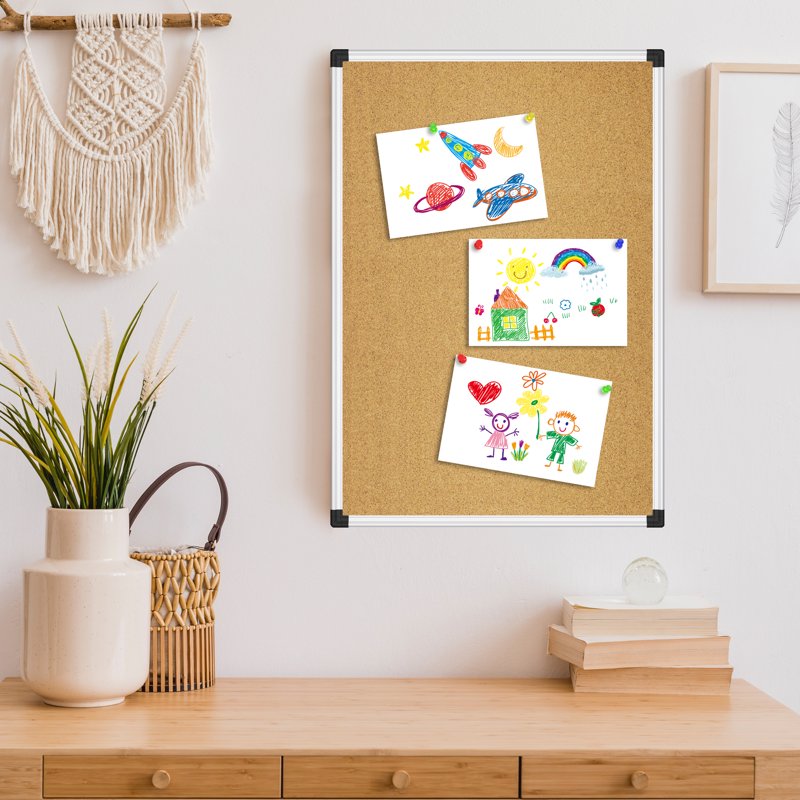 Wall Cork Bulletin Board 17x23 Inches with Aluminum Frame for Office Home School