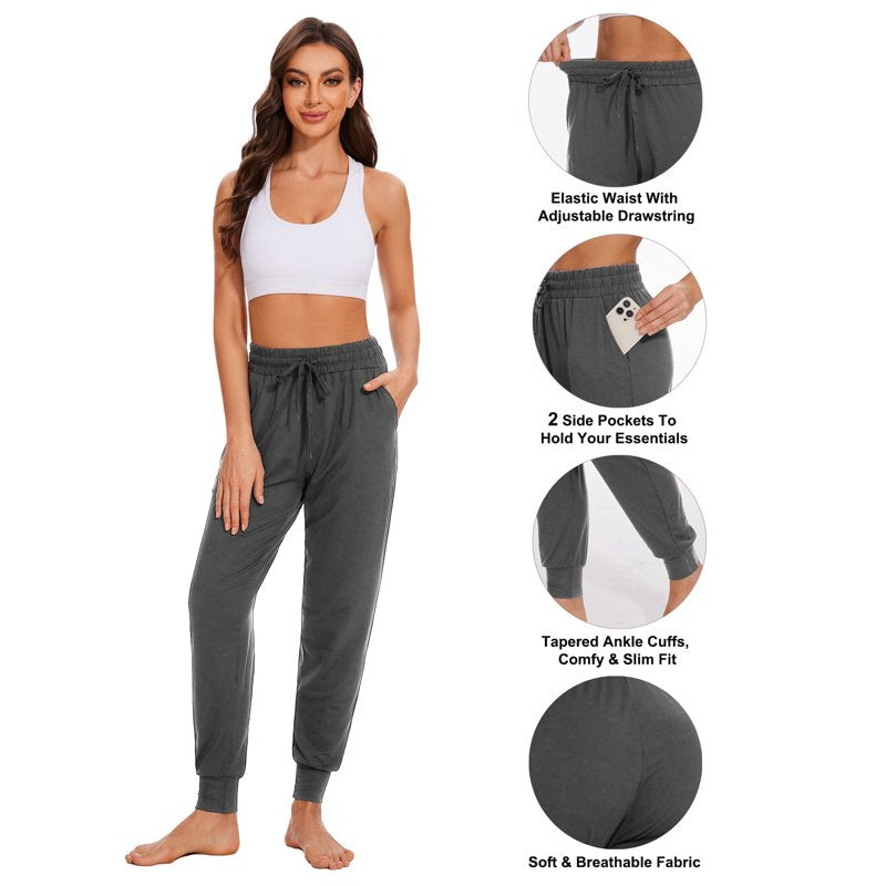 Women's Athletic Joggers with Pockets - High Waist Workout Pants for Running & Casual