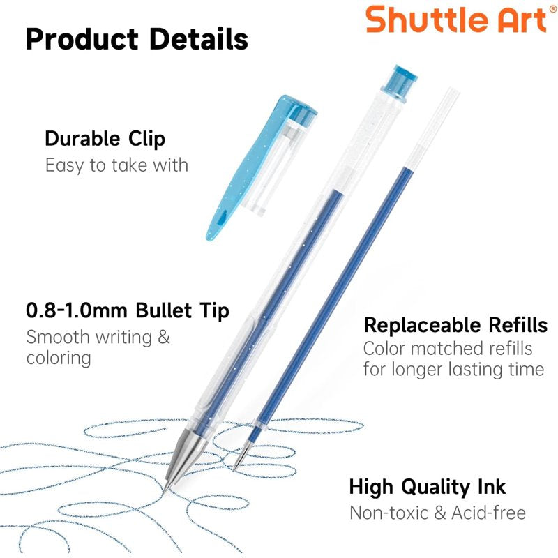 Gel Pen Set with 180 Colors & 180 Refills for Adult Coloring & Art