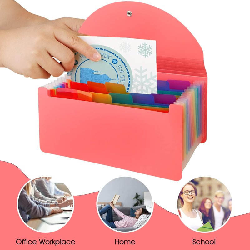 2 Pack A6 Mini Coupon Organizer Wallets with 13 Pockets Pink