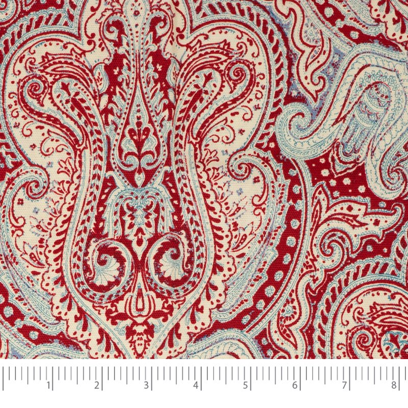 Red Paisley Cotton Fabric by the Yard for Quilting & Sewing - 44" Wide