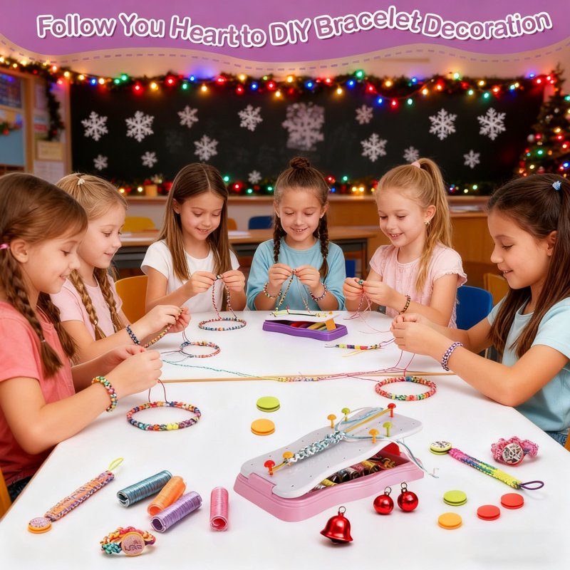 Friendship Bracelet Making Kit for Girls Ages 8-12 Pink Craft Set