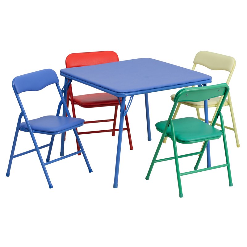 Kids Folding Table and Chairs Set - Multicolor Classroom Furniture for Preschool