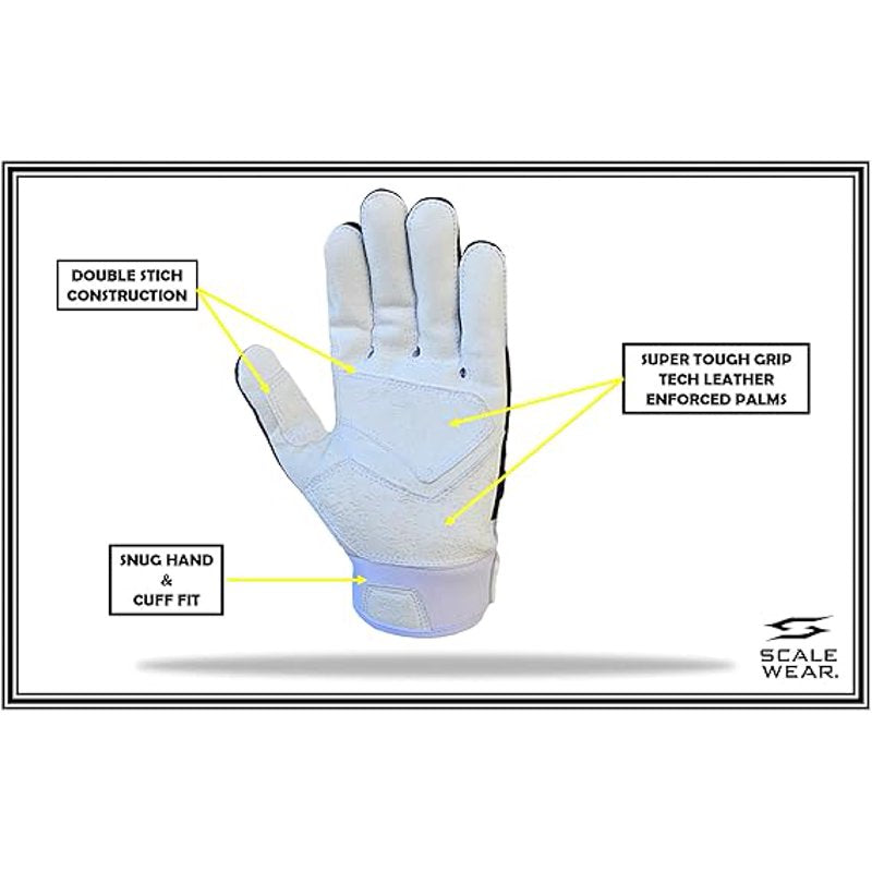 Padded Football Lineman Gloves - Youth & Adult Sizes, Padded Protection, All Weather