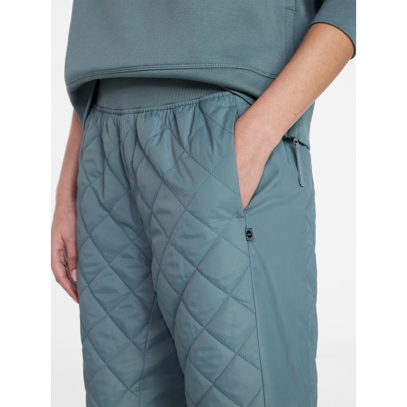 Women's Quilted Jogger Pants - Relaxed Fit with Adjustable Hem