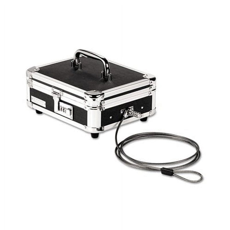 Cash Box with Tumbler Lock, Plastic & Steel, Black & Chrome - 10 Inch